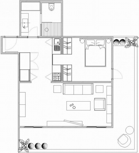 極簡設(shè)計(jì)方法中創(chuàng)建結(jié)構(gòu)是混合了中世紀(jì)家具及木紋理,創(chuàng)造一個熱情好客的氛圍。